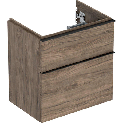 Geberit ICon onderkast wastafel - 2 lade - 59x41.6cm - softclose - noten hickory (hout)