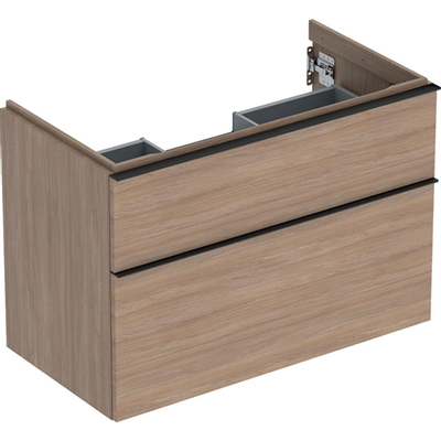 Geberit ICon wastafelonderkast - 88.8x61.5x47.6cm - 2 lades - met softclose - spaanplaat - eiken (hout)