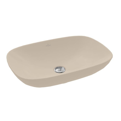 Villeroy & Boch Loop & Friends opzetwastafel - 56x38cm - zonder kraangat - zonder overloop CeramicPlus - mat almond (beige)