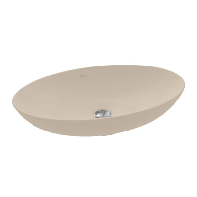 Villeroy & Boch Loop & Friends opzetwastafel - 62x42cm - zonder kraangat - met overloop CeramicPlus - mat almond (beige)