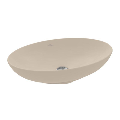 Villeroy & Boch Loop & Friends opzetwastafel - 56x38cm - zonder kraangat - met overloop CeramicPlus - mat almond (beige)