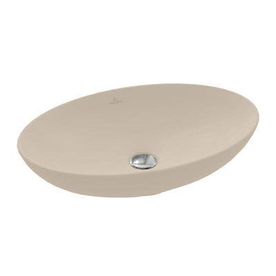 Villeroy & Boch Loop & Friends opzetwastafel - 56x38cm - zonder kraangat - met overloop CeramicPlus - mat almond (beige)