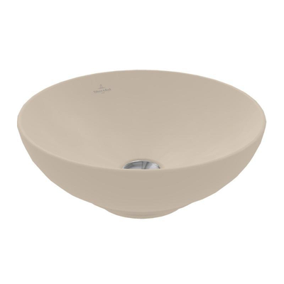 Villeroy & Boch Loop & Friends opzetwastafel - 38x38cm - zonder kraangat - met overloop CeramicPlus - mat almond (beige)