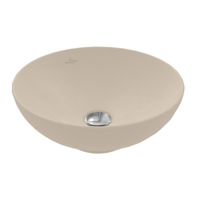 Villeroy & Boch Loop & Friends opzetwastafel - 38x38cm - zonder kraangat - met overloop CeramicPlus - mat almond (beige)