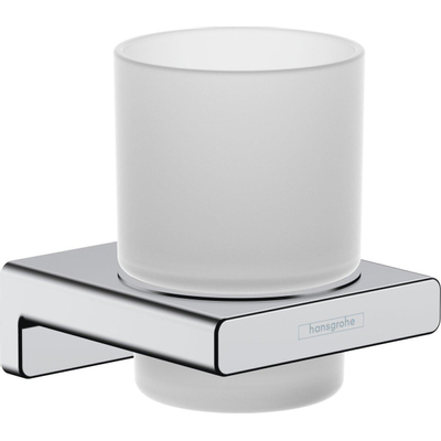 Hansgrohe AddStoris Q AddStorisdrikbeker mat - glas - met houder - hoogglans chroom