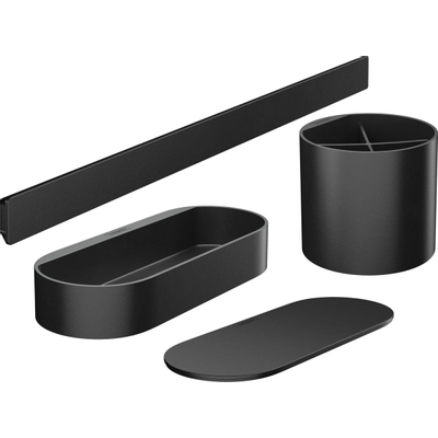 Hansgrohe Wallstoris set salle de bains rail+métier+couvercle+gobelet mat noir