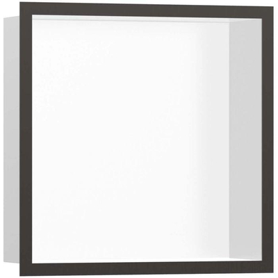 Hansgrohe XtraStoris Individual Inbouw Nis - 30x30x10cm - designframe - brushed black chrome/wit