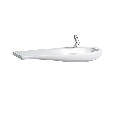 Laufen Alessi One meubelwastafel 120x50x16.5cm zonder kraangat waskom rechts. aflegruimte links incl. afvoerplug keramiek lcc-wit