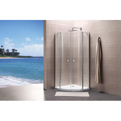 Royal Plaza Clever Cabine de douche quart de rond 90x90x195cm avec profilé chrome et verre clair Clean Coating