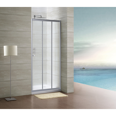 Royal plaza Lila schuifdeur 3-delig 90x190cm chroom/helder glas