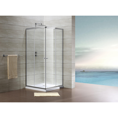 Royal plaza Lila hoekinstap 80x80x190cm helder glas chroom