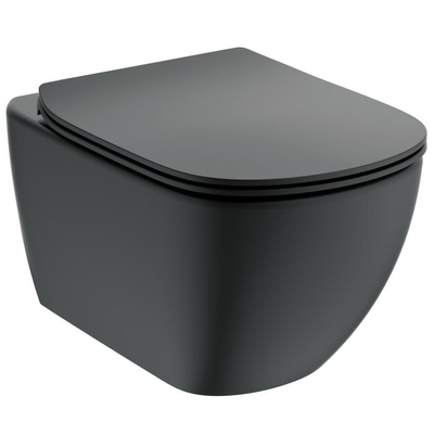 Ideal Standard Tesi hangtoilet – AquaBlade – diepte 53,5 cm – met softclose zitting – mat zwart