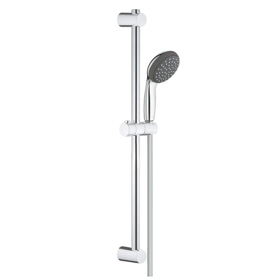 GROHE Vitalo Start 100 ensemble de douche - 60cm - douchette ronde - 1 type de jet - flexible de douche lisse - chrome/noir