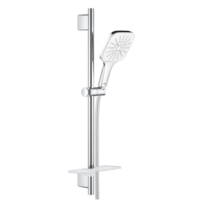GROHE Vitalio Smaractive 130 Cube ensemble de douche - 60cm - douchette carrée - 3 types de jet - flexible de douche lisse - avec porte-savon - chrome