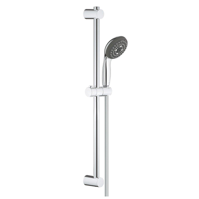 GROHE Vitalo Start 100 ensemble barre de douche - 60cm - douchette ronde - 3 types de jets - flexible de douche lisse - chrome/noir