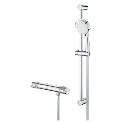 GROHE Grohtherm mitigeur de douche thermostatique apparent avec barre de douche et douchette chromé