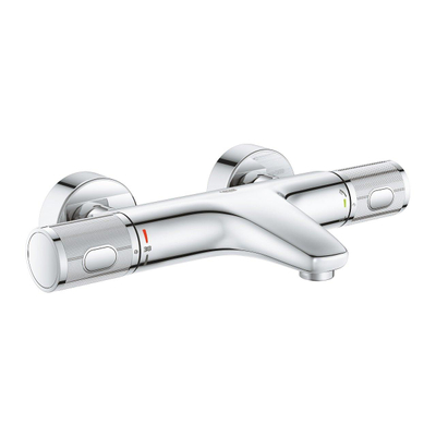 GROHE Precision Feel Robinet de baignoire thermostatique - 31.3cm - Vitalio Joy Ensemble de bain - douchette à main ronde - 3 jets - avec support - chrome