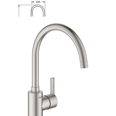 Grohe Feel Keukenkraan - hoog - Brushed Supersteel (RVS)