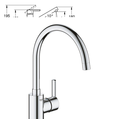 GROHE Feel Mitigeur de cuisine avec bec rehaussé réglable chrome