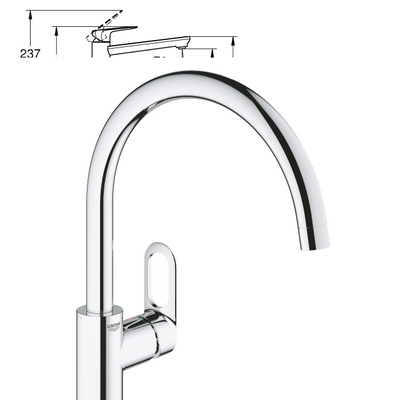 GROHE start flow mitigeur de cuisine 1 levier bec haut chromé