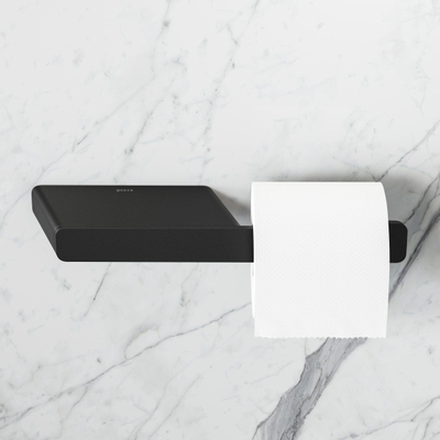 Geesa Shift porte-rouleau de toilette sans couvercle avec étagère Noir