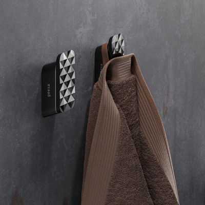 Geesa Shift Crochet porte-serviette avec motif diamant métal noir brossé