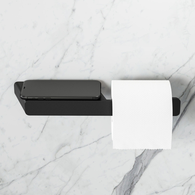 Geesa Shift porte-rouleau de toilette sans couvercle avec étagère Noir
