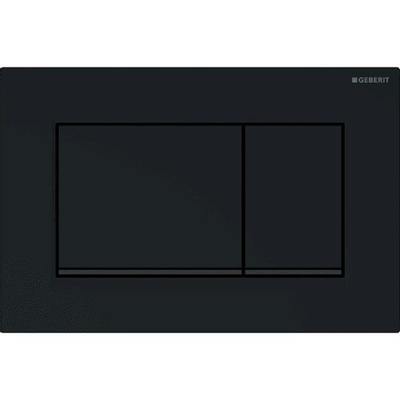 Geberit Sigma30 bedieningplaat, 2-toets spoeling frontbediening voor toilet 24.6x16.4cm glans zwart met matzwarte designstrook -beschadigd- OUTLET UDEN