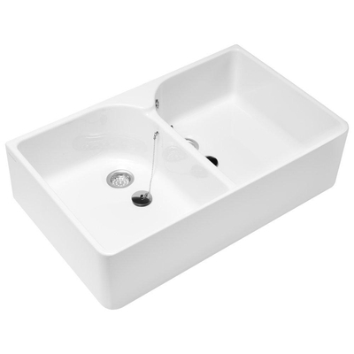 Villeroy & Boch O.novo dubbele wastafel - 89.5x55cm - zonder kraangat - met overloop CeramicPlus - White Alpine (glans wit)