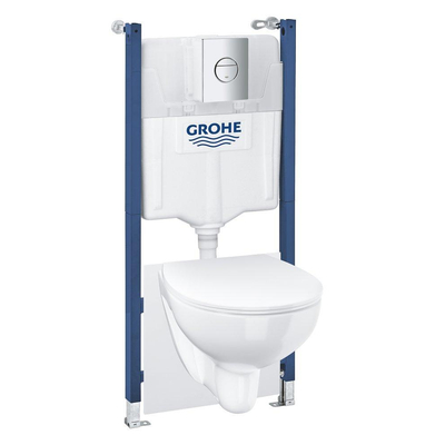 Grohe Solido Bau Pack WC - réservoir encastrable Solido - abattant softclose - plaque de commande chrome - Blanc brillant