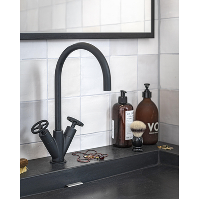 vtwonen Flame Robinet de lavabo avec 2 poignées industrielles Charcoal