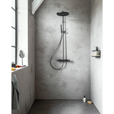 Royal Plaza Rosa showerset met thermostaat kruisgreep black steel SHOWROOMMODEL