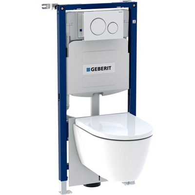 Geberit Duofix ensemble WC avec réservoir encastré 12cm H112cm avec iCon WC suspendu Rimfree blanc brillant