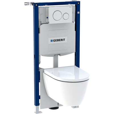 Geberit Duofix toiletset inbouwreservoir 12cm H112cm met iCon wand-wc Rimfree glans wit