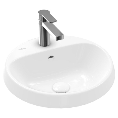 Villeroy & boch architectura lavabo à encastrer 45x45x17cm rond 1 trou pour robinet avec trou de trop-plein blanc alpin gloss ceramic+
