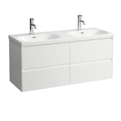 Laufen lua double lavabo 46x120x18cm 2 robinets avec céramique anti-calcaire blanc