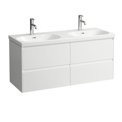 Laufen Lua double lavabo 46x120x18cm 2 trous de robinet avec traitement anticalcaire Céramique blanc