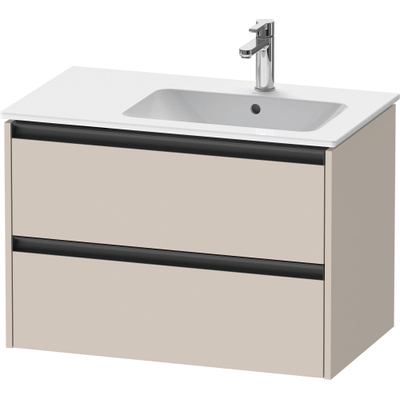 Duravit Ketho.2 Wastafelonderbouwkast - met 2 laden - voor waskom rechts - 81x48x54.9cm - met grepen antraciet - taupe mat