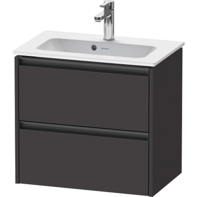 Duravit Ketho 2 meuble sous-lavabo avec 2 tiroirs 61x39x54,9cm avec poignées graphite anthracite supermat