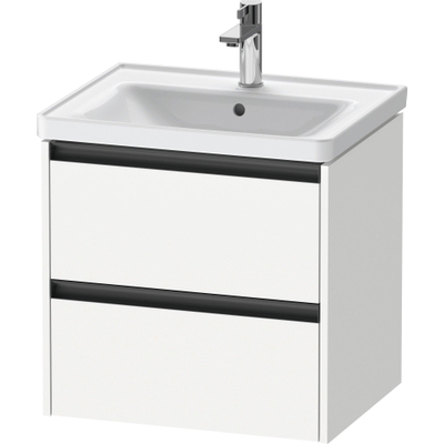 Duravit Ketho 2 Meuble sous-lavabo - 2 tiroirs - 58.4x45.5x54.9cm - poignées anthracite - blanc mat