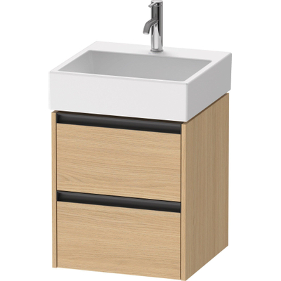 Duravit Ketho 2 meuble sous-lavabo - 2 tiroirs - 48.4x46x54.9cm - poignées anthracite - chêne naturel mat