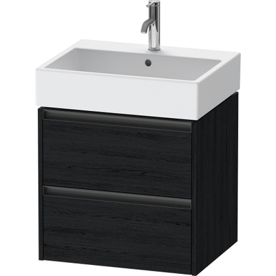 Duravit ketho meuble à 2 vasques avec 2 tiroirs 58.4x46x54.9cm avec poignées chêne anthracite noir mat