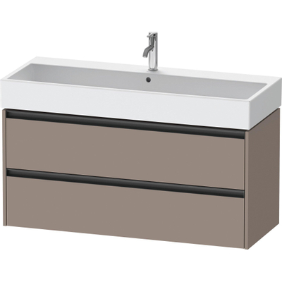 Duravit Ketho 2 meuble bas de lavabo avec 2 tiroirs pour lavabo simple 118.4x46x54.9cm avec poignées anthracite basalt mat