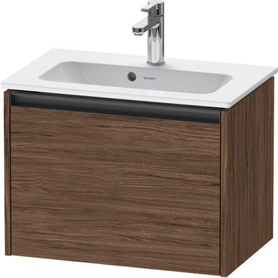 Duravit ketho 2 meuble sous lavabo avec 1 tiroir 61x39x44cm avec poignée anthracite noyer foncé mat