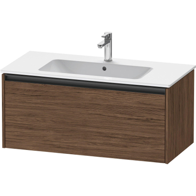 Duravit Ketho.2 Wastafelonderbouwkast - met 1 lade - 101x48x44cm - met greep antraciet - donker noten mat