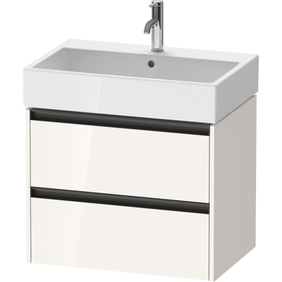 Duravit ketho meuble 2 vasques avec 2 tiroirs 68.4x46x54.9cm avec poignées anthracite blanc brillant