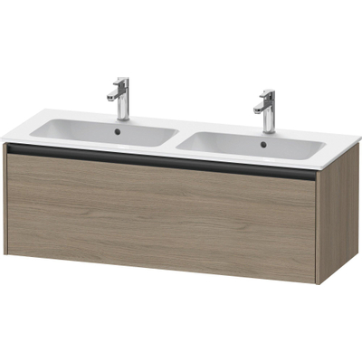 Duravit Ketho.2 Wastafelonderbouwkast - met 1 lade - voor dubbele wastafel - 128x48x44cm - met greep antraciet - eiken terra mat