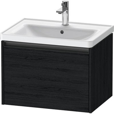 Duravit Ketho.2 Wastafelonderbouwkast - met 1 lade - 63.4x45.5x44cm - met greep antraciet - eiken zwart mat