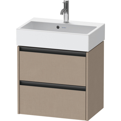 Duravit Ketho 2 Meuble sous-lavabo - 2 tiroirs - 58.4x39x54.9cm - poignées anthracite - lin mat