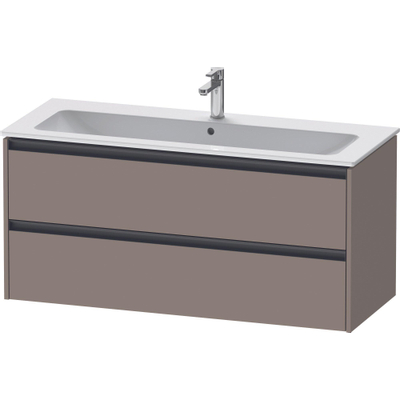 Duravit Ketho.2 Wastafelonderbouwkast - met 2 laden - voor enkele wastafel - 121x48x55cm - met grepen antraciet - basalt mat